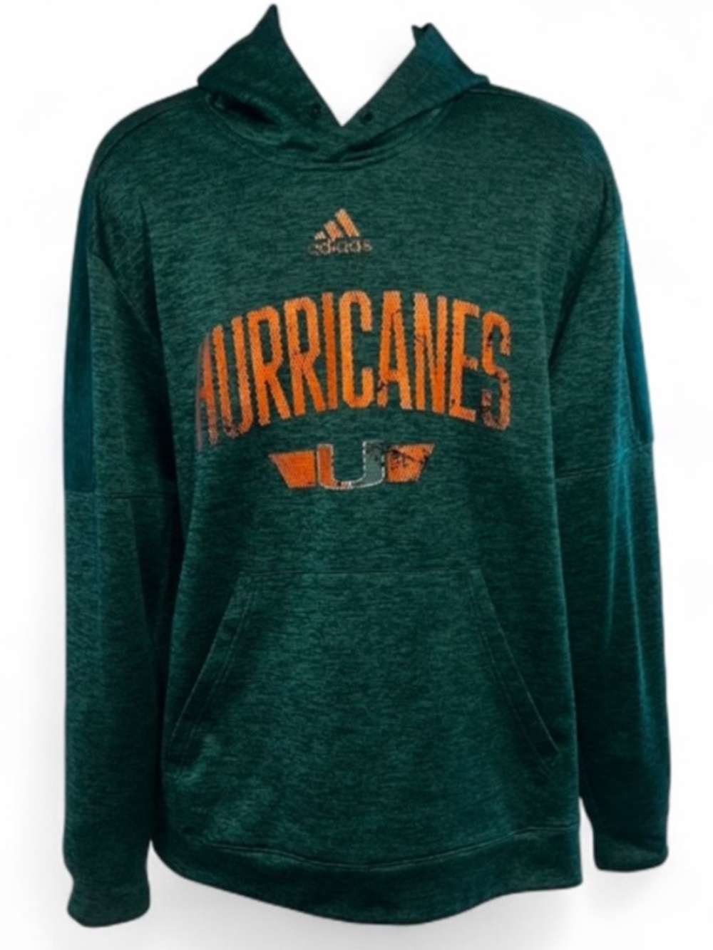 Adidas Men’s Dark Green Hurricanes Pullover Hoodie‎ with Orange Logo XL
